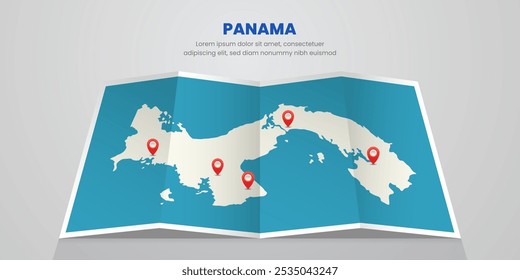 mapa panamá viajar com pin tag localização design Ilustração