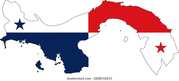 Panama Map Vector with Flag Colors
Panama Country Map with Flag Design
Panama Flag Map Illustration