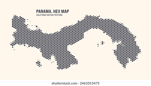 Panama Map Vector Hexagonal Halftone Pattern Isolate On Light Background. Hex Texture in the Form of a Map of Panama. Modern Technologic Contour Map of Panama for Design or Business Projects
