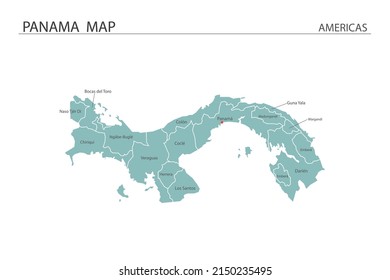 Panama map vector illustration on white background. Map have all province and mark the capital city of Panama. 