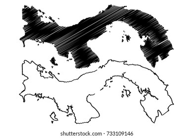 Panama map vector illustration, scribble sketch Panama 