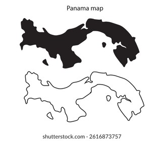 Panama map vector illustration, Panama map silhouette, Panama country Landscape, Black and white Panama map