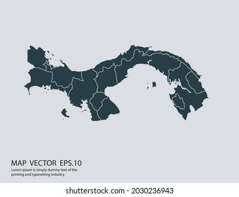 Panama map vector, isolated on gray background