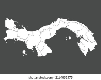 Panama map vector, white color, Isolated on gray background