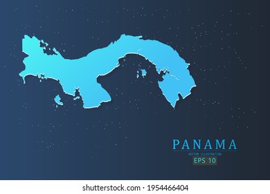 Panama Map - World Map International vector template with 3d, gradient blue color and stars isolated on galaxy background - Vector illustration eps 10