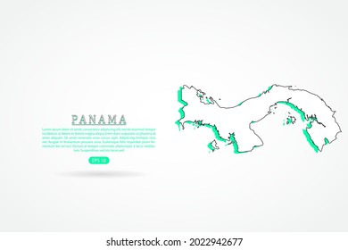 Panama Map - World Map International vector template with green and outline graphic sketch style isolated on white background - Vector illustration eps 10