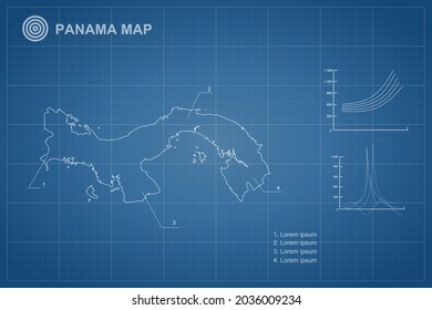 Mapa de Panamá - Mapa Mundial Plantilla vectorial internacional con estilo de contorno y color blanco aislado en el fondo del plano - Ilustración vectorial eps 10