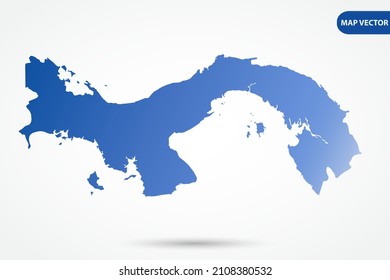 Mapa de Panamá - Mapa Mundial Planilla vectorial internacional con color degradado azul aislado en fondo blanco para diseño, educación, sitio web, infografía - Ilustración vectorial eps 10