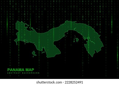 Panama Map - World Map International vector template with Matrix green binary computer code background including light for design, website, hacker concept - Vector illustration eps 10