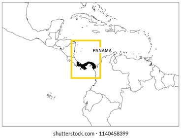 Panama map yellow frame geography national 