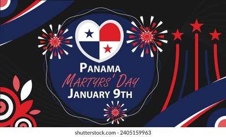Pancarta vectorial del Día de los Mártires de Panamá. Feliz Día de los Mártires de Panamá, moderna y mínima ilustración de afiche.