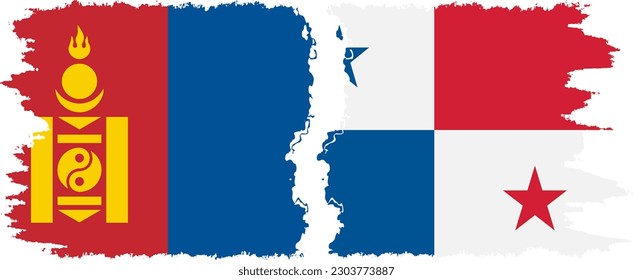 Conexión de banderas de grifo de Panamá y Mongolia, vector