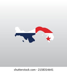 Panama national flag in country map silhouette