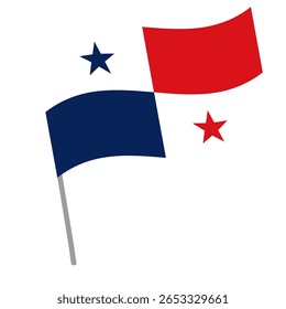 Panama national flag flutters with flagpole