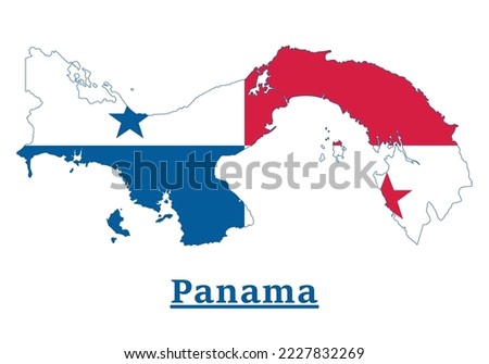 Panama National Flag Map Design, Illustration Of Panama Country Flag Inside The Map