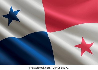 Panama national flag waving in the wind, realistic detailed silk texture