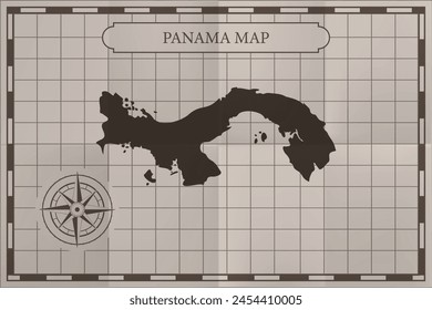 Panama old classic country map. Vintage antique map paper style