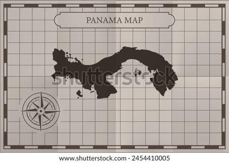 Panama old classic country map. Vintage antique map paper style