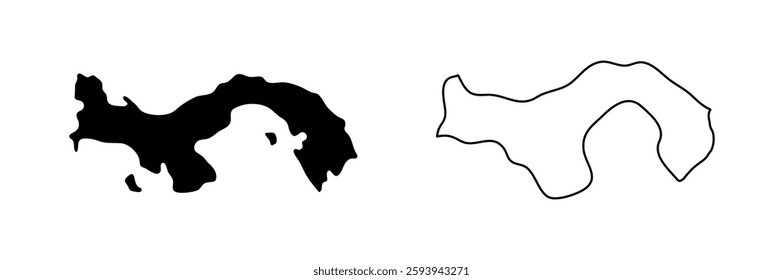 Panama outline contour poster. Central America country border silhouette map flat vector. Black line icon illustration on white background