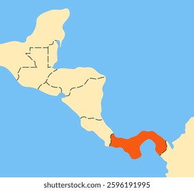 Panama outline contour poster. Central America country border silhouette map flat vector. Orange icon illustration on white background