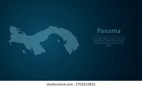 Panama outline map filled with concentric circles on dark gradient background