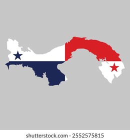 Esquema del mapa de Panamá sobre el fondo de la bandera nacional