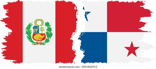 Panama and Peru grunge flags connection, vector