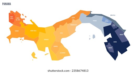 Panama political map of administrative divisions - provinces. Colorful spectrum political map with labels and country name.