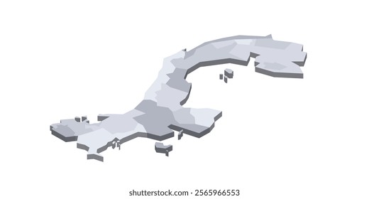 Panama political map of administrative divisions - provinces. 3D isometric blank vector map in shades of grey.