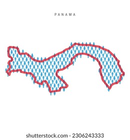 Panama population map. Stick figures Panamanian people map with bold red translucent country border. Pattern of men and women icons. Isolated vector illustration. Editable stroke.