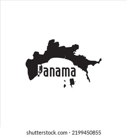 Mapa de la provincia de Panamá y diseño de letras negras sobre fondo blanco