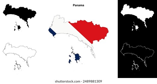 Panama province outline map set