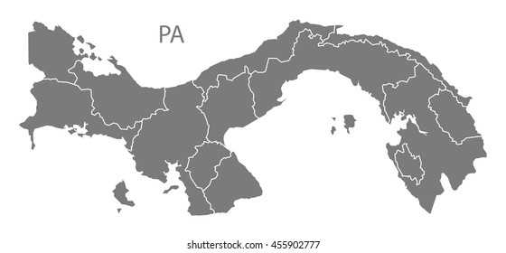 Panama provinces Map grey