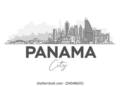 Panama, Republic of Panama architecture line skyline illustration. Linear vector cityscape with famous landmarks, city sights, design icons. Landscape with editable strokes.