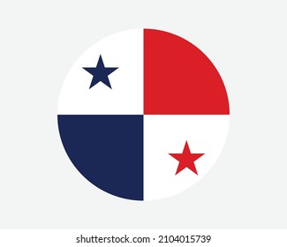Panama Round Country Flag. Panamanian Circle National Flag. Republic of Panama Circular Shape Button Banner. EPS Vector Illustration. svg
