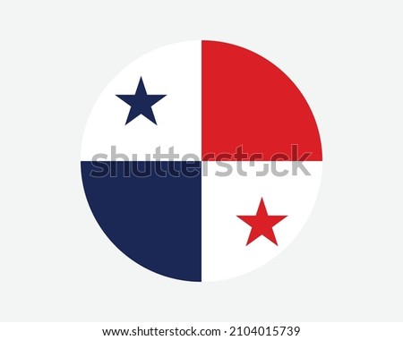 Panama Round Country Flag. Panamanian Circle National Flag. Republic of Panama Circular Shape Button Banner. EPS Vector Illustration.