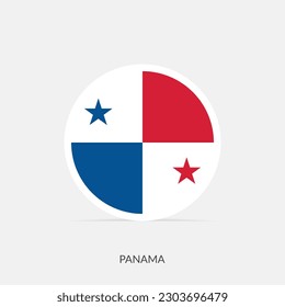 Panama round flag icon with shadow.