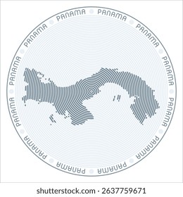 Panama round logo design. Country shape built of rings. Panama text around the country. Vector illustration.