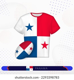 Panama rugby jersey with rugby ball of Panama on abstract sport background. Jersey design.