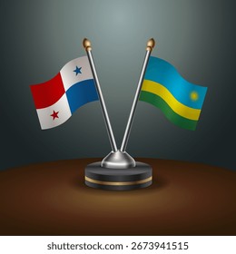 Panama and Rwanda table flags relation  with gradient backgrund. Vector Illustration