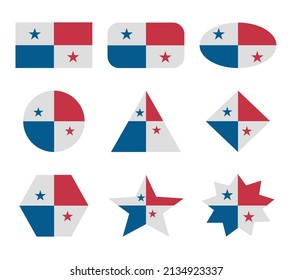 panama set of flags with geometric shapes