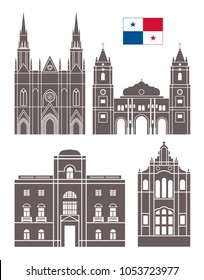 Panama set. Isolated Panama architecture on white background. EPS 10. Vector illustration

