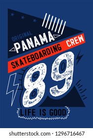panama skateboarding crew,t-shirt design