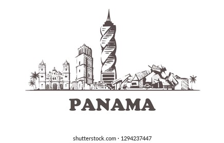 Dibujo de Panamá. Dibujo vectorial hecho a mano en Panamá. Aislado sobre fondo blanco.