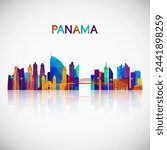 Panama skyline silhouette in colorful geometric style. Symbol for your design. Vector illustration.