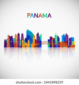 Panama skyline silhouette in colorful geometric style. Symbol for your design. Vector illustration.