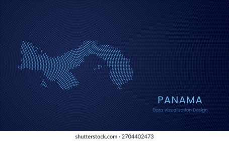 Panama stylized dotted map in modern circular data tech visualization concept.