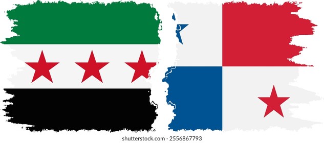 Panama and Syrian Revolution grunge flags connection, vector