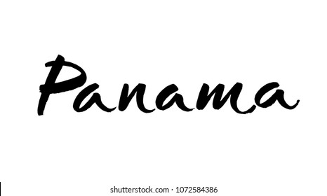 panama, text design. Typography poster. Usable as background. Modern brush calligraphy. Ink hand lettering. Vector illustration.