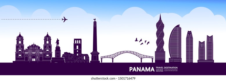 Ilustración vectorial del destino de viaje de Panamá.